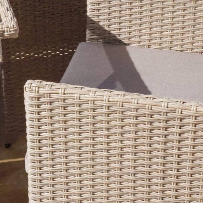 Cube 8 Seater Rattan Outdoor Dining Set with Grey LED Premium Parasol - Natural Brown Weave Polywood Top