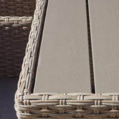 Cube 8 Seater Rattan Outdoor Dining Set with Grey Parasol - Natural Brown Weave Polywood Top