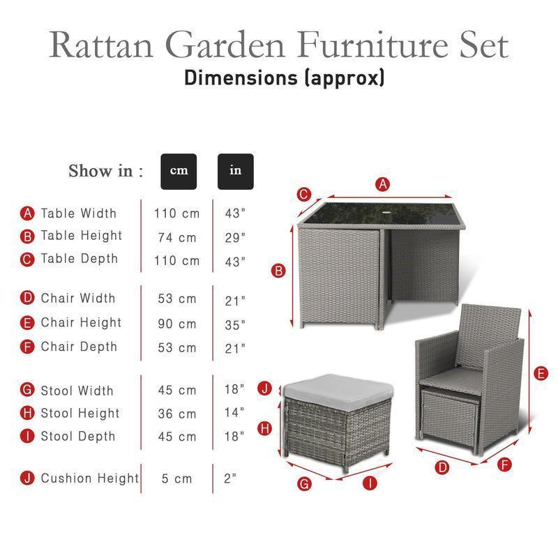 8 Seater Rattan Cube Outdoor Dining Set with Parasol - Grey Weave - Laura James