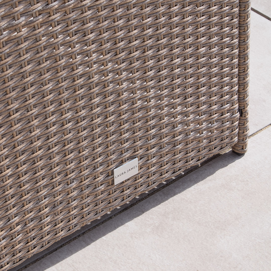 8 Seater Rattan Cube Outdoor Dining Set - Brown Weave Glass Top - Laura James
