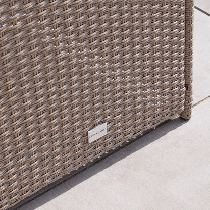 8 Seater Rattan Cube Outdoor Dining Set - Brown Weave Glass Top - Laura James
