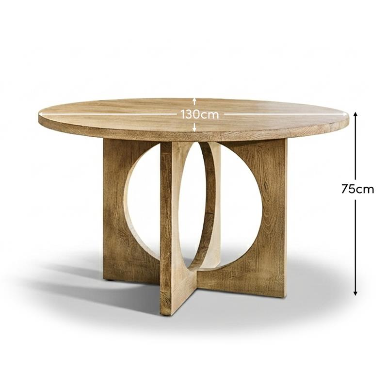 Jade 130cm Round Chalked Mango Wood Dining Table - Laura James