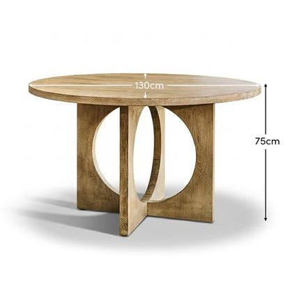 Jade 130cm Round Chalked Mango Wood Dining Table - Laura James