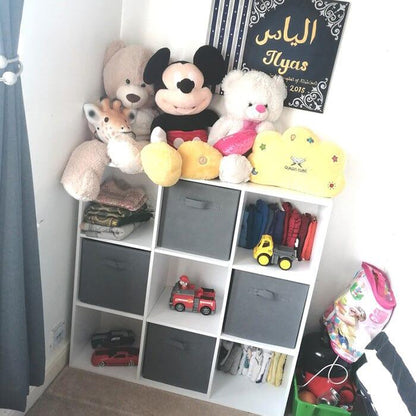 9 Cube Storage Unit & 4 Grey Handled Box Drawers - Laura James