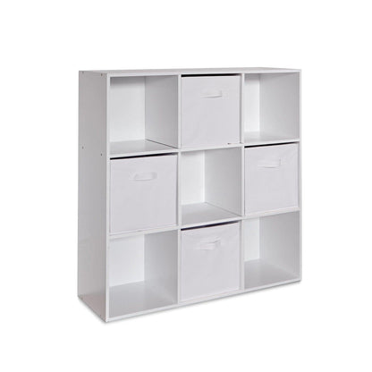 9 Cube Storage Unit & 4 white Handled Box Drawers - Laura James