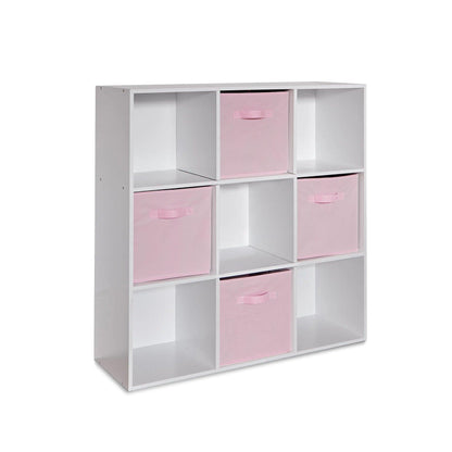 9 Cube Storage Unit & 4 pink Handled Box Drawers - Laura James