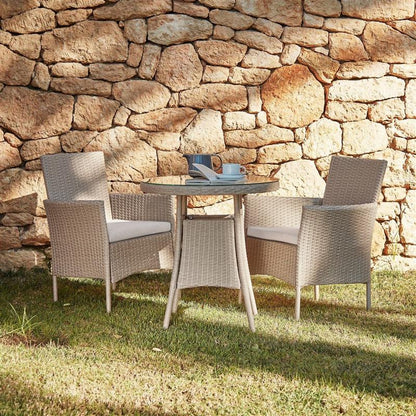 Kemble 2 Seater Rattan Bistro Dining Set - Light Grey