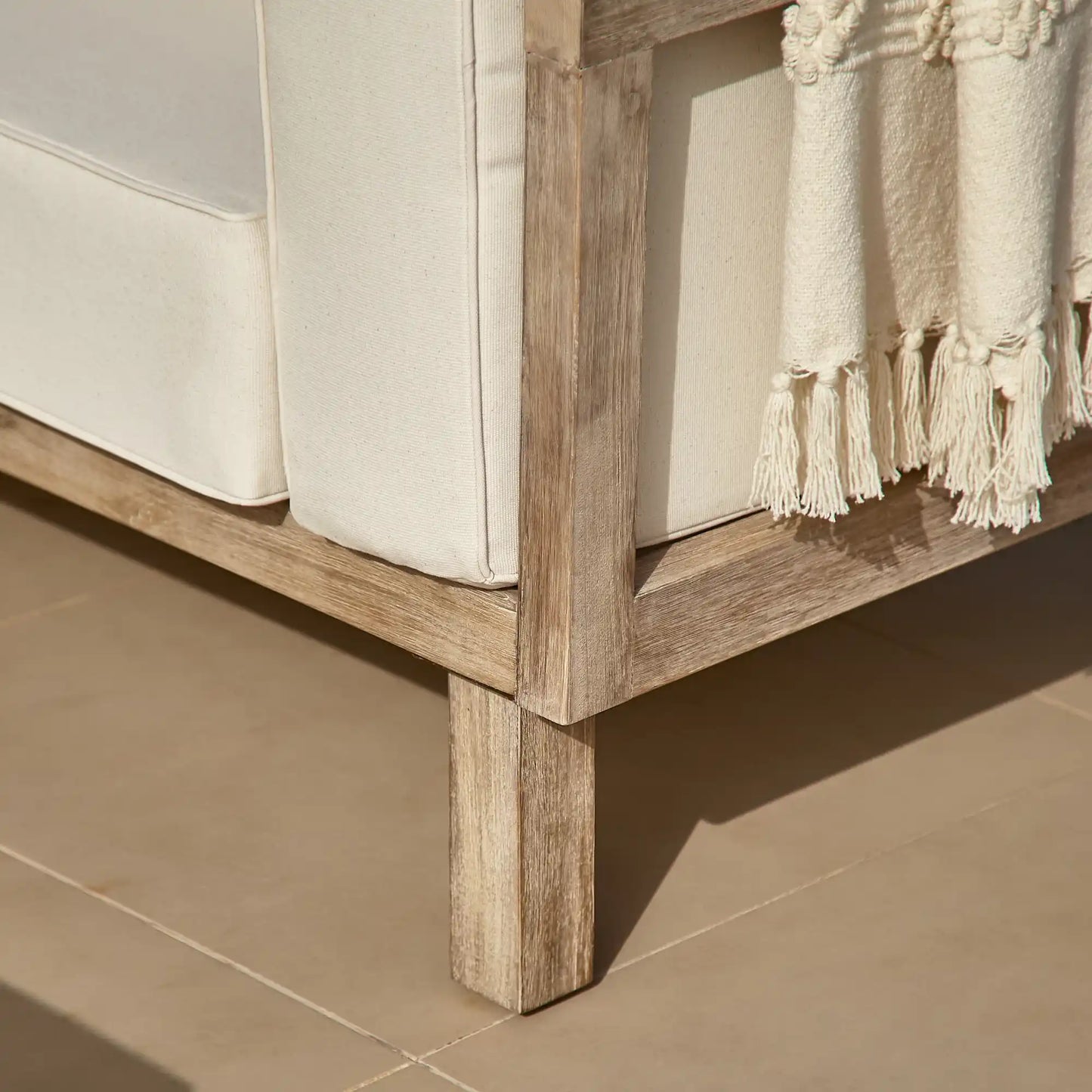 Akira Rectangular Coffee Table and Akira Wooden Corner Sofa with Cushions - Linen