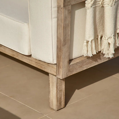 Akira Rectangular Coffee Table and Akira Wooden Corner Sofa with Cushions - Linen