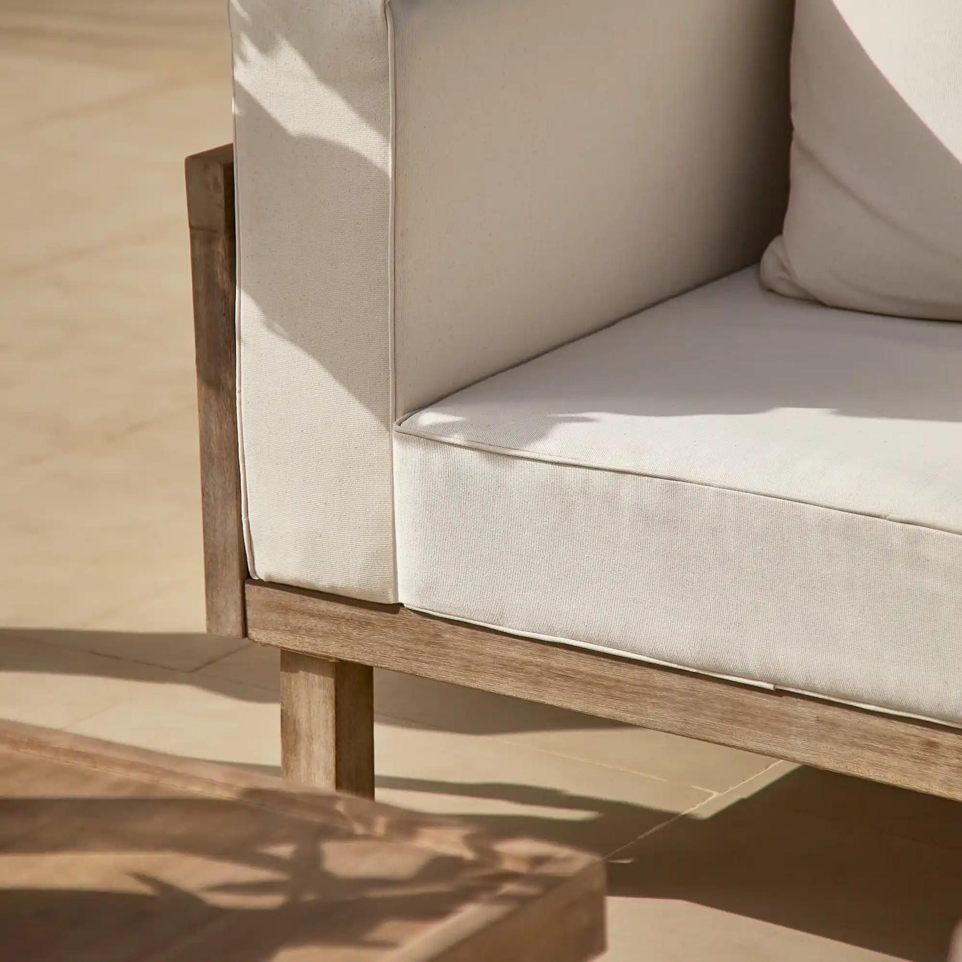 Akira Rectangular Coffee Table and Akira Wooden Corner Sofa with Cushions - Linen