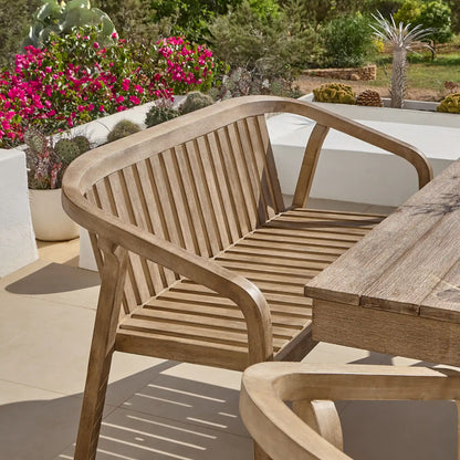 Amelia Wooden Rectangular Dining Table Set with 2 x Shiro 130cm Bench with 2 x Shiro Dining Chairs