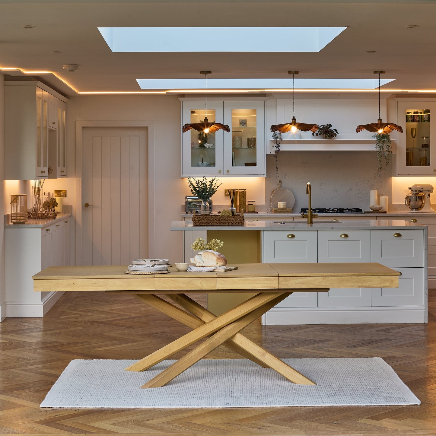 Amelia Pale Oak Wood Dining Table - Extendable - Laura James 