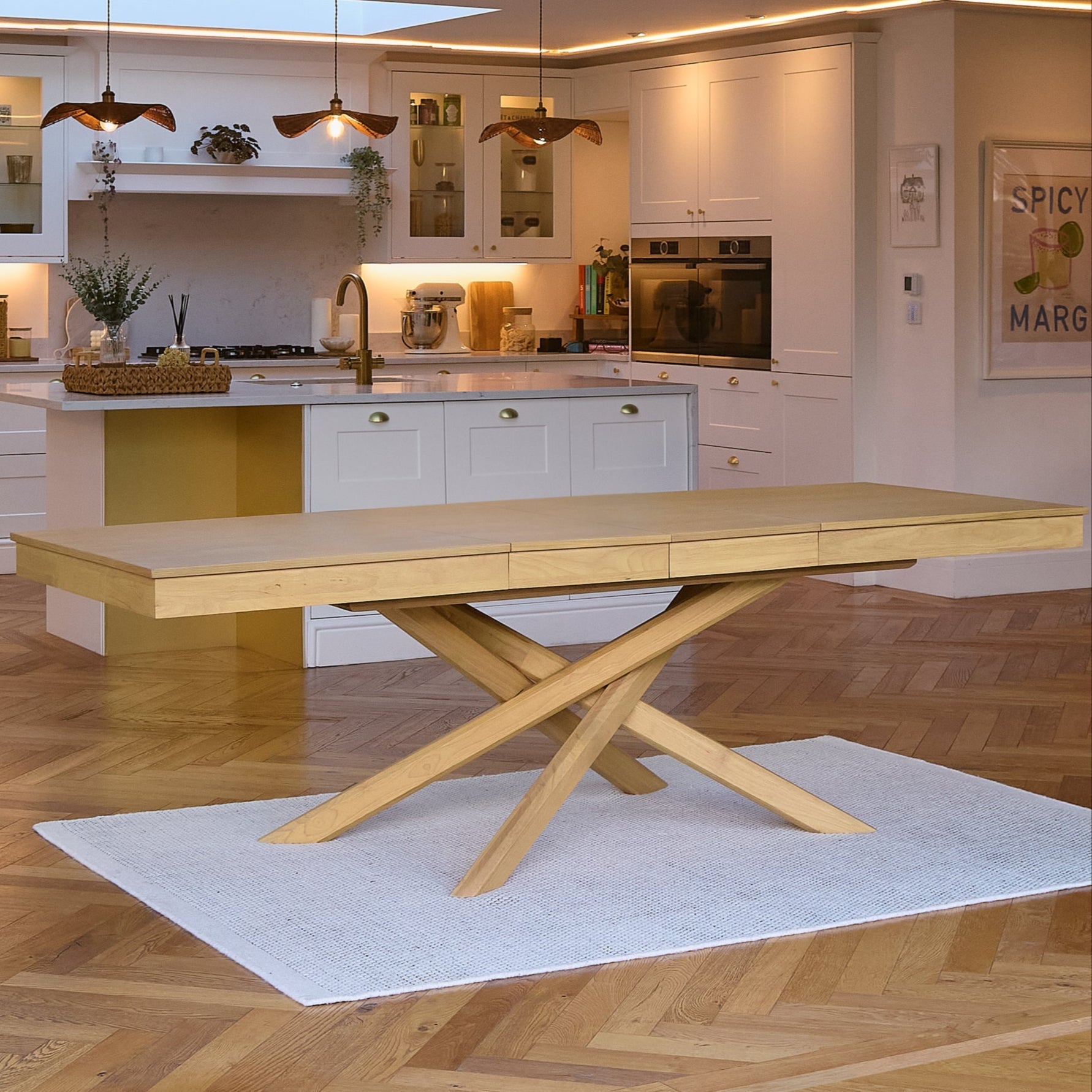 Amelia Pale Oak Wood Dining Table - Extendable - Laura James 