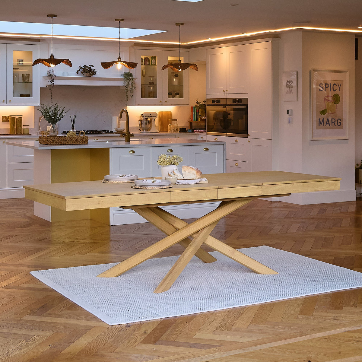 Amelia Pale Oak Wood Dining Table - Extendable - Laura James 