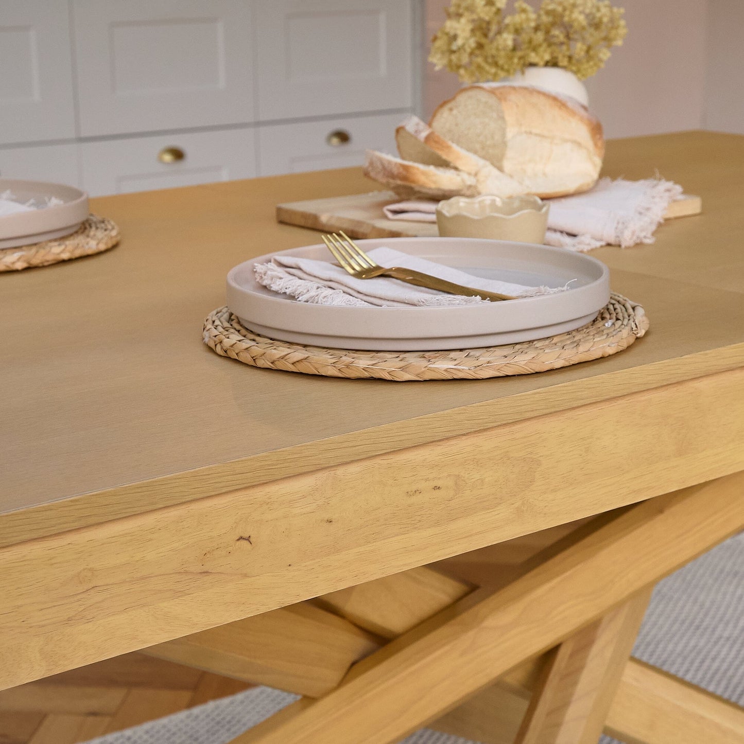 Amelia Pale Oak Wood Dining Table - Extendable - Laura James 