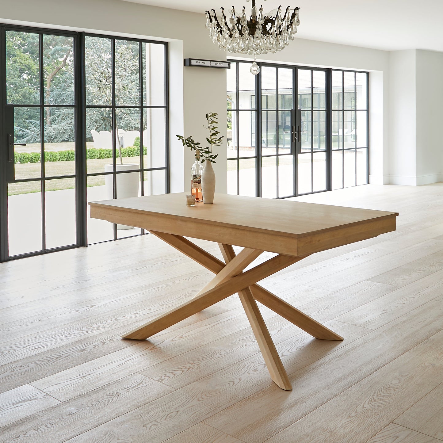 Amelia Whitewash Dining Table Set - 6 Seater - Bella Light Beige Boucle Dining Chairs - Whitewash Legs