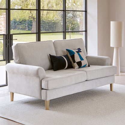 Annabelle medium sofa - 3 seater - Cloud Grey with Pale Oak Legs - Laura James