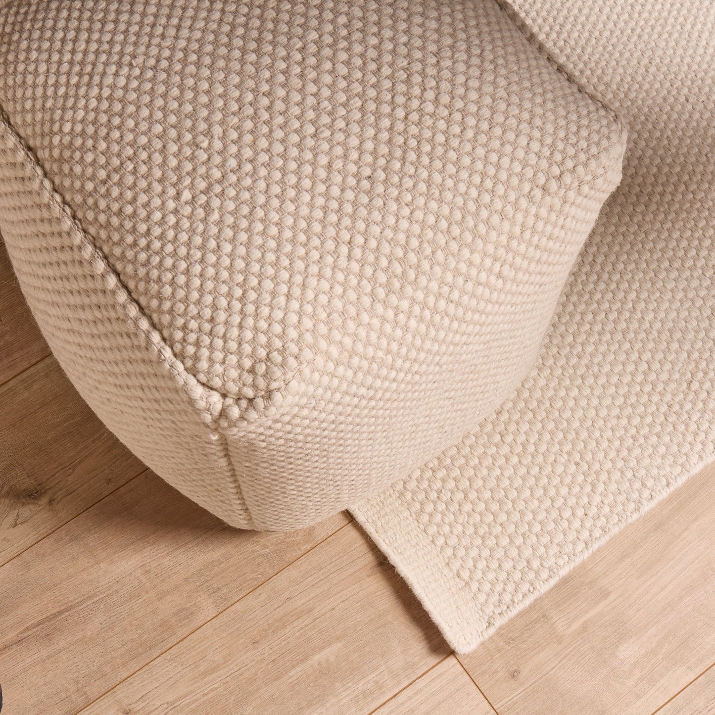 Atcham Clay/Natural Wool & Cotton Ottoman Stool - 45cm X 45cm