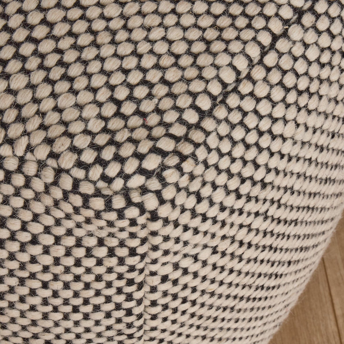 Atcham Wool & Cotton Ottoman Stool - Black/Natural