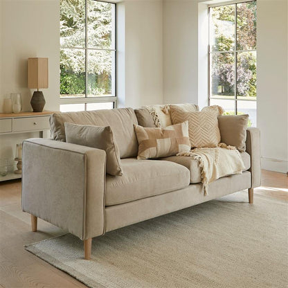 Emily 2 Seater Sofa - Soft Beige with Whitewash Oak Legs - Laura James