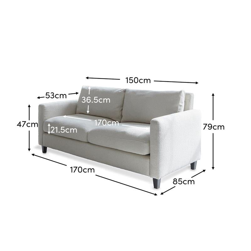 Ava Light Beige Boucle 2 Seater Sofa - Laura James
