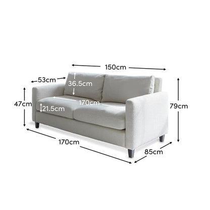 Ava Light Beige Boucle 2 Seater Sofa - Laura James
