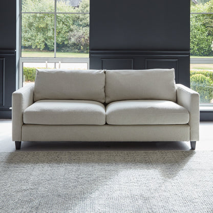 Ava 3 Seater Sofa - Light Beige Boucle with Black Oak Legs