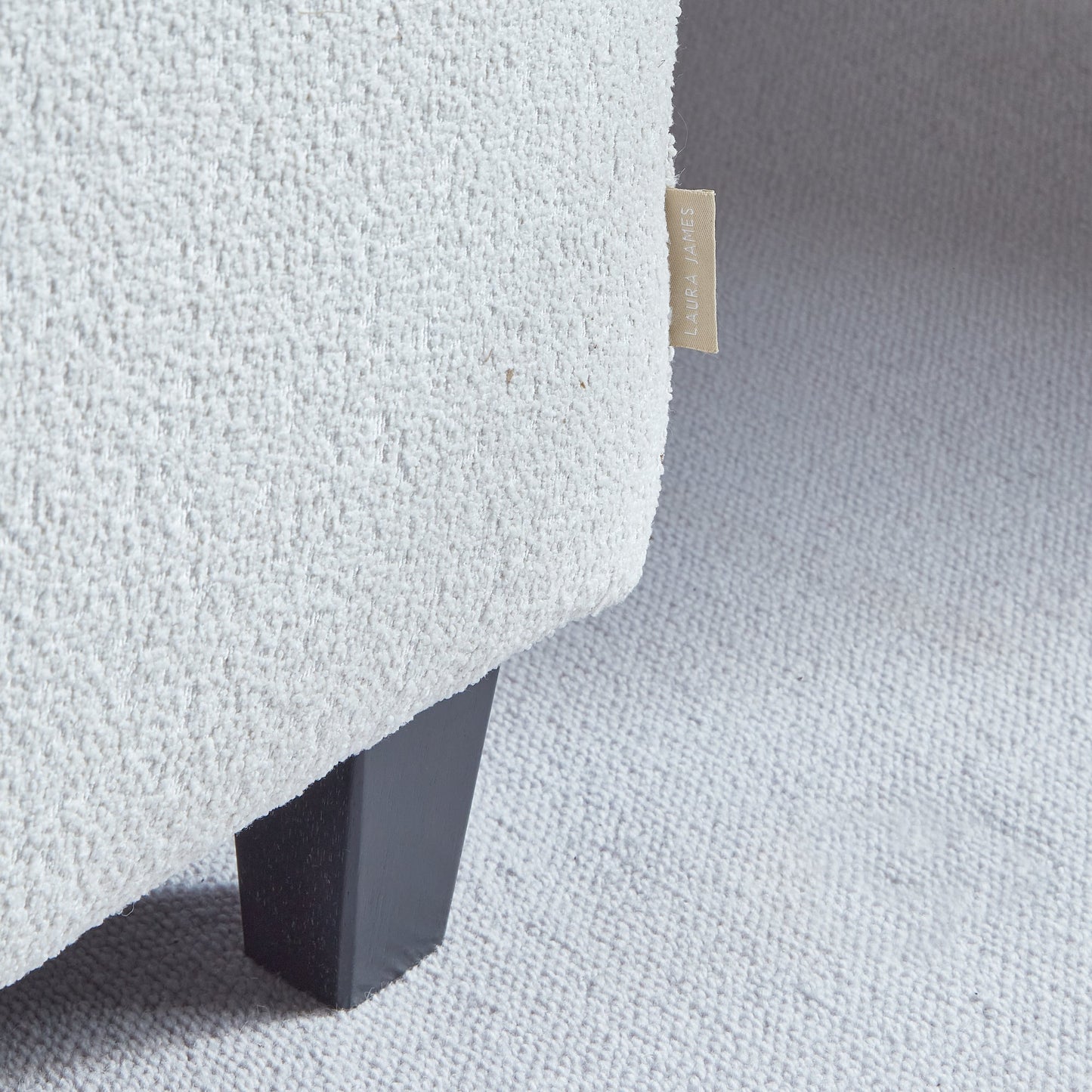 Ava 3 Seater Sofa - Light Beige Boucle with Black Oak Legs