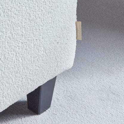 Ava 3 Seater Sofa - Light Beige Boucle with Black Oak Legs