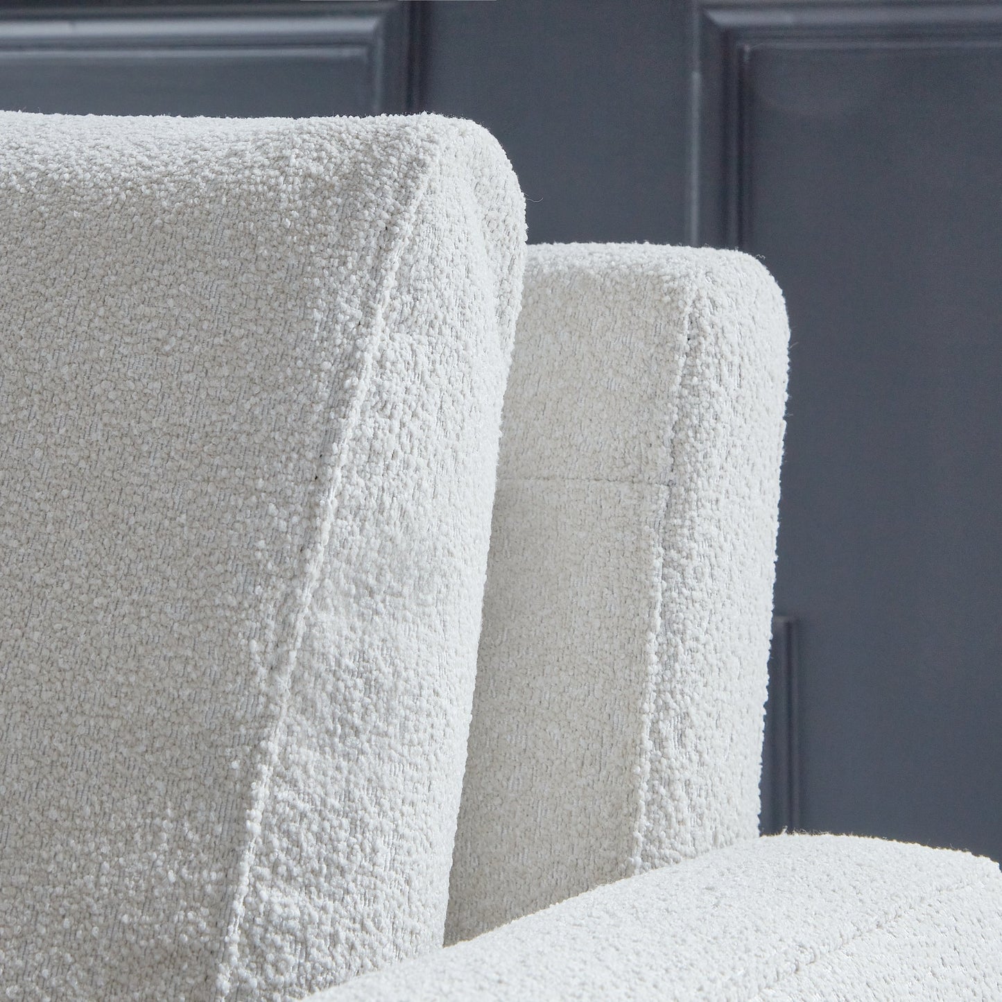Ava 3 Seater Sofa - Light Beige Boucle with Black Oak Legs
