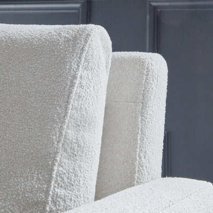 Ava 3 Seater Sofa - Light Beige Boucle with Black Oak Legs