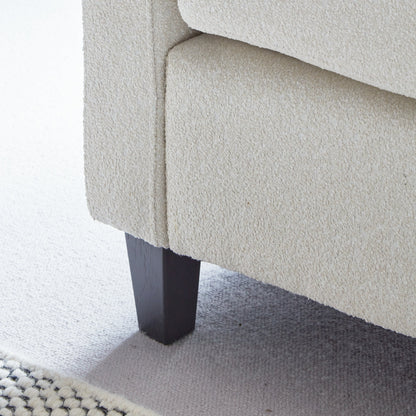 Ava 3 Seater Sofa - Light Beige Boucle with Black Oak Legs