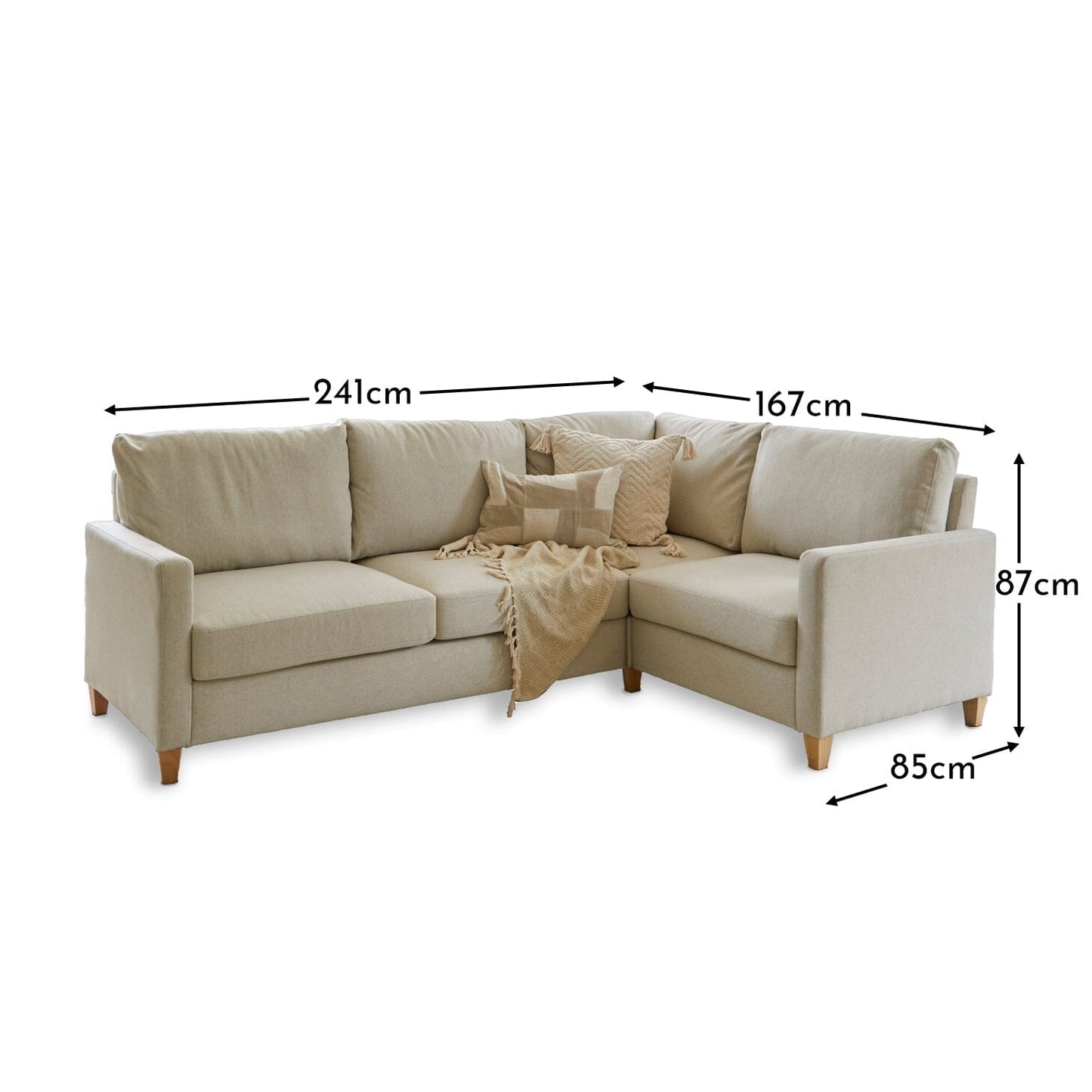 Ava Corner Sofa - Left Hand - Sand with Pale Oak Legs