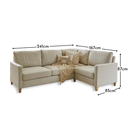 Ava Corner Sofa - Left Hand - Sand with Pale Oak Legs