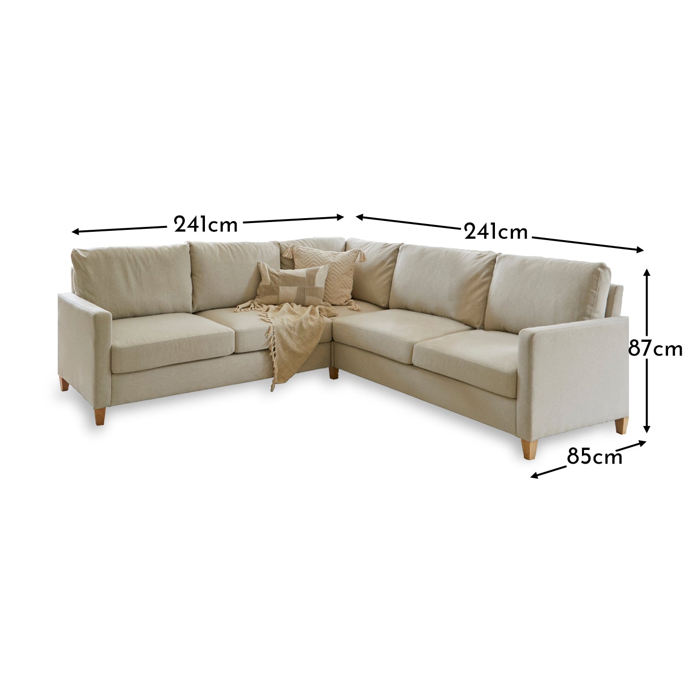 Ava Corner Sofa - Sand with Pale Oak Legs