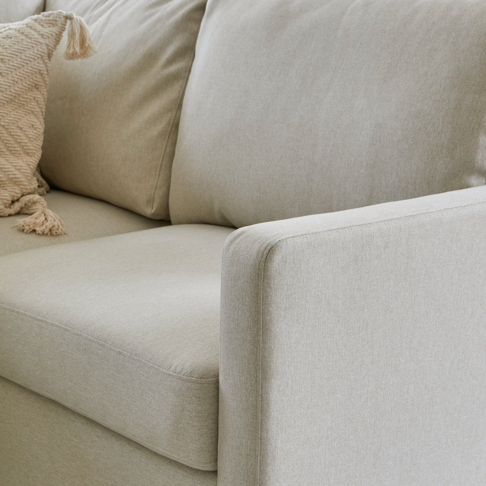 Ava Corner Sofa - Sand with Pale Oak Legs - Laura James