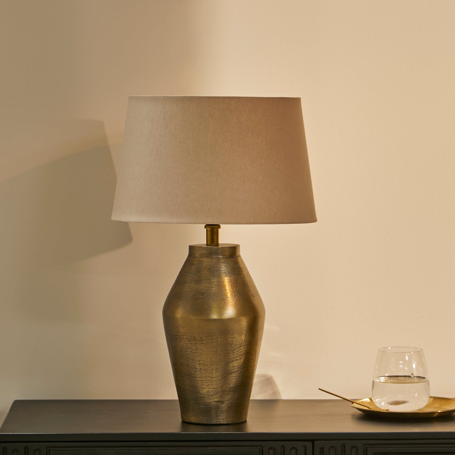 Thurlestone Gold Lamp with Coningsby Taupe Shade - 30cm