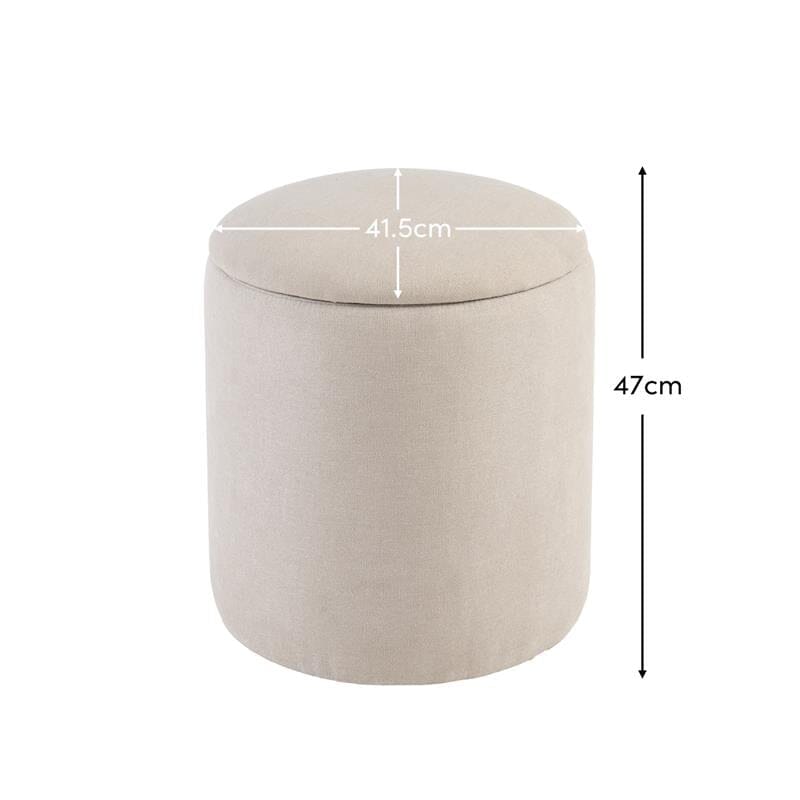 Abigail Storage Pouffe/Footstool - Soft Beige - Laura James