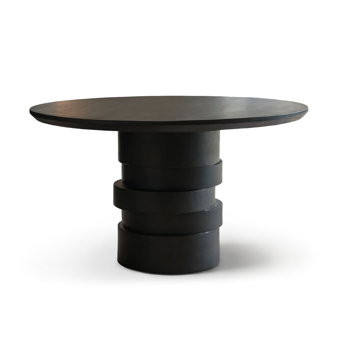 Adam 135cm Jet Black Mango Wood Round Dining Table - Laura James 
