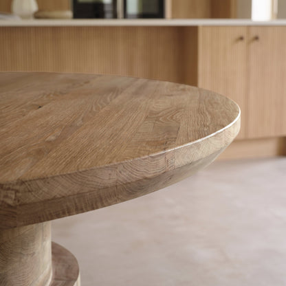 Adam 135cm Almond Brown Round Dining Table Set - 4 Seater - Archer Natural Brown Dining Chairs - Almond Brown Legs