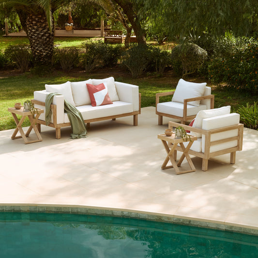 Akira 5 Seater Wooden Garden Sofa Set with 2 Akira Side Tables - Laura James