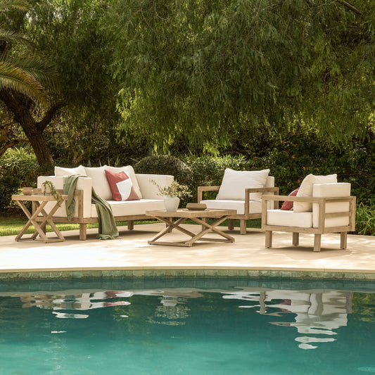 Akira 5 Seater Wooden Garden Set with Side Table - Laura James