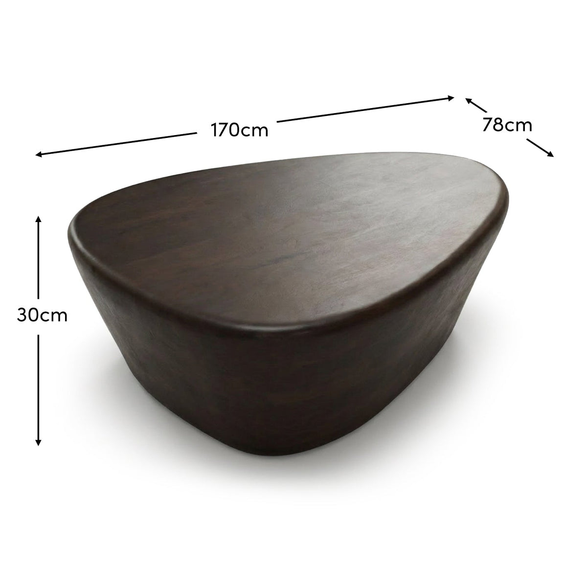 Alder 107cm Coffee Brown Mango Wood Freeform Coffee Table - Laura James 