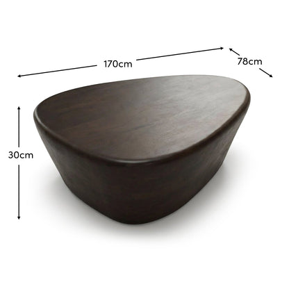 Alder 107cm Coffee Brown Mango Wood Freeform Coffee Table - Laura James 