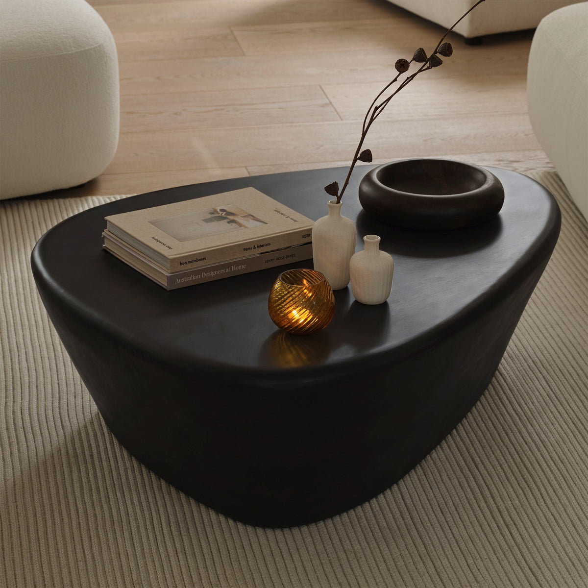 Alder 107cm Jet Black Mango Wood Freeform Coffee Table