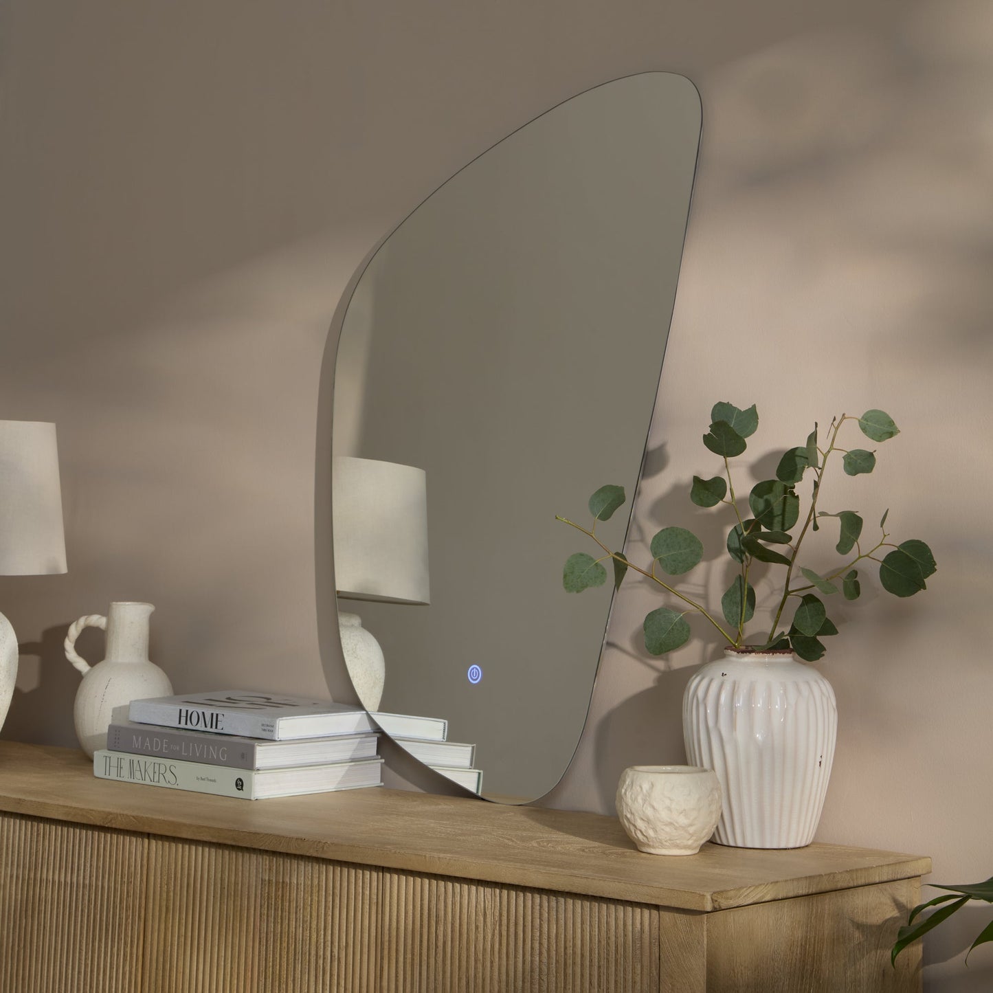 Alder 86x52cm Glass LED Pebble Mirror - Frameless