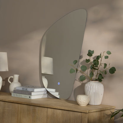 Alder 86x52cm Glass LED Pebble Mirror - Frameless