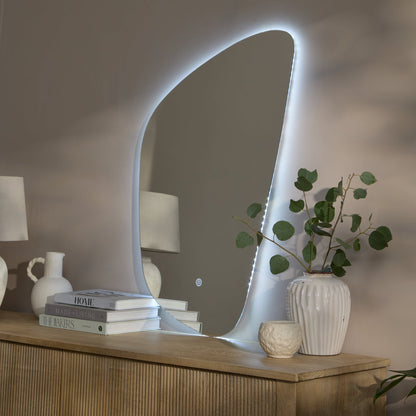 Alder 86x52cm Glass LED Pebble Mirror - Frameless