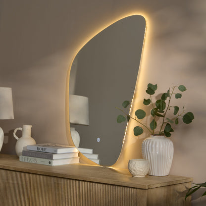 Alder 86x52cm Glass LED Pebble Mirror - Frameless