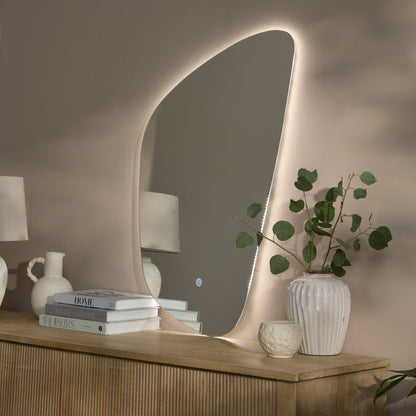 Alder 86x52cm Glass LED Pebble Mirror - Frameless